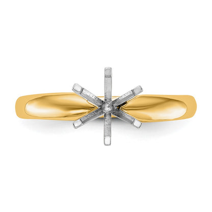 14k Two-Tone 1/2 carat Medium-Weight Comfort-Fit 6-Prong Round Solitaire Ring Mounting