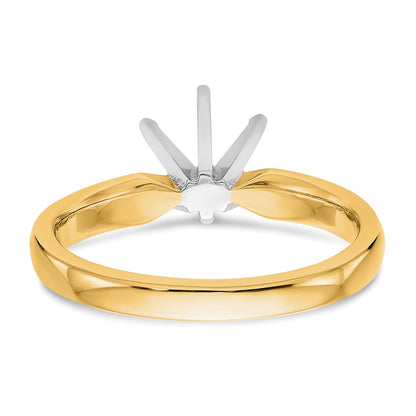 14k Two-Tone 1.5 carat Medium-Weight Comfort-Fit 6-Prong Round Solitaire Ring Mounting