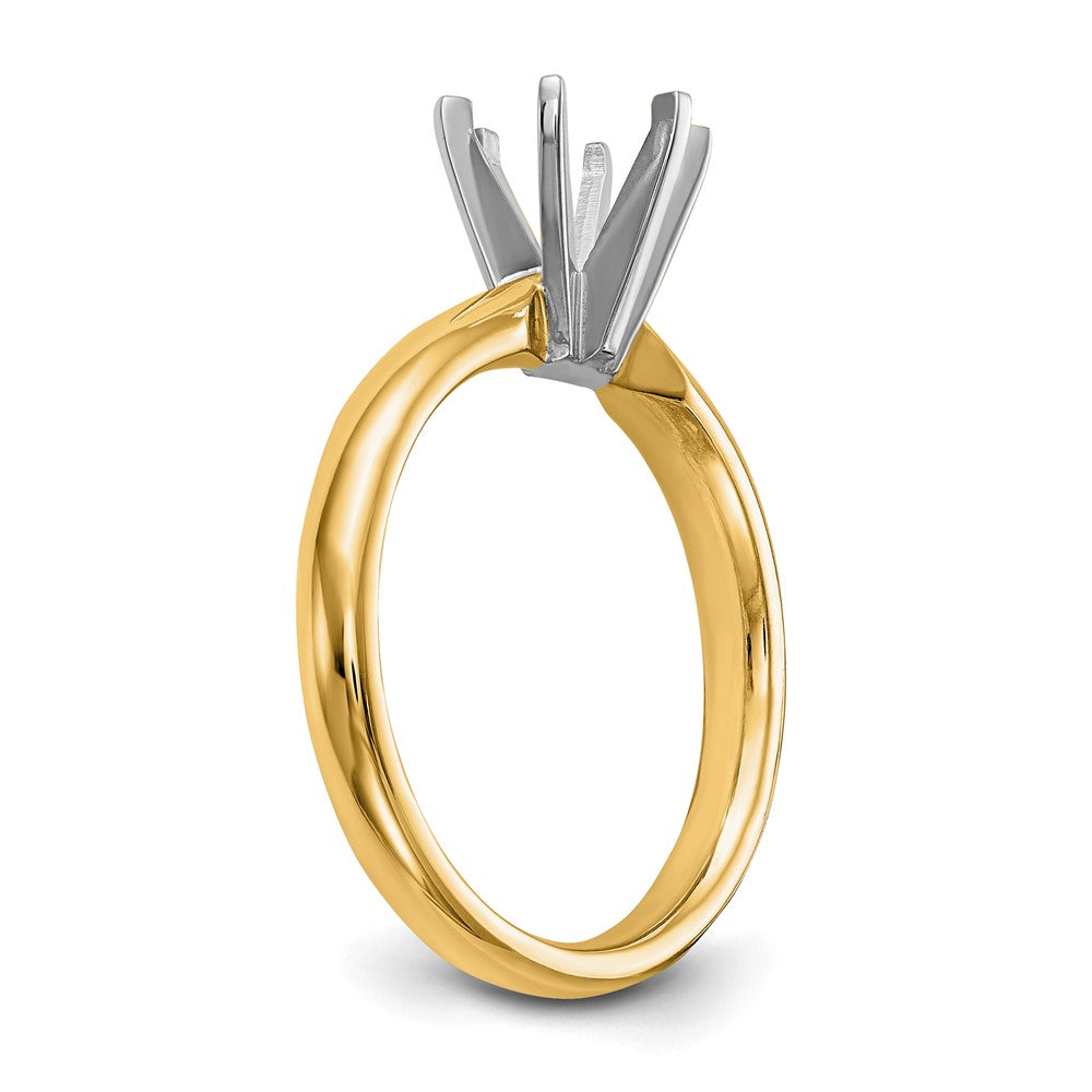 14k Two-Tone 1.5 carat Medium-Weight Comfort-Fit 6-Prong Round Solitaire Ring Mounting
