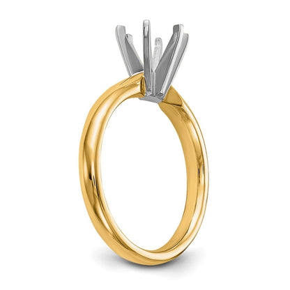 14k Two-Tone 1/3 carat Medium-Weight Comfort-Fit 6-Prong Round Solitaire Ring Mounting
