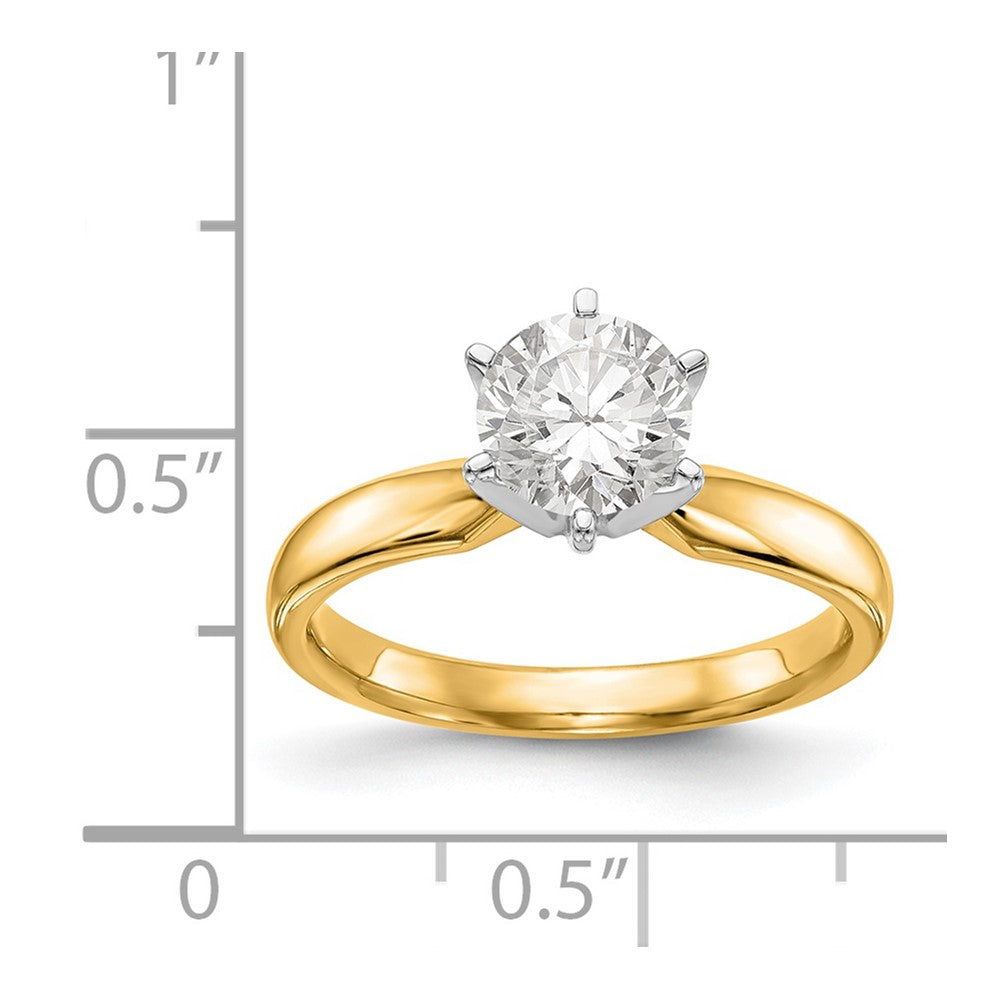 14k Two-Tone 1/2 carat Medium-Weight Comfort-Fit 6-Prong Round Solitaire Ring Mounting