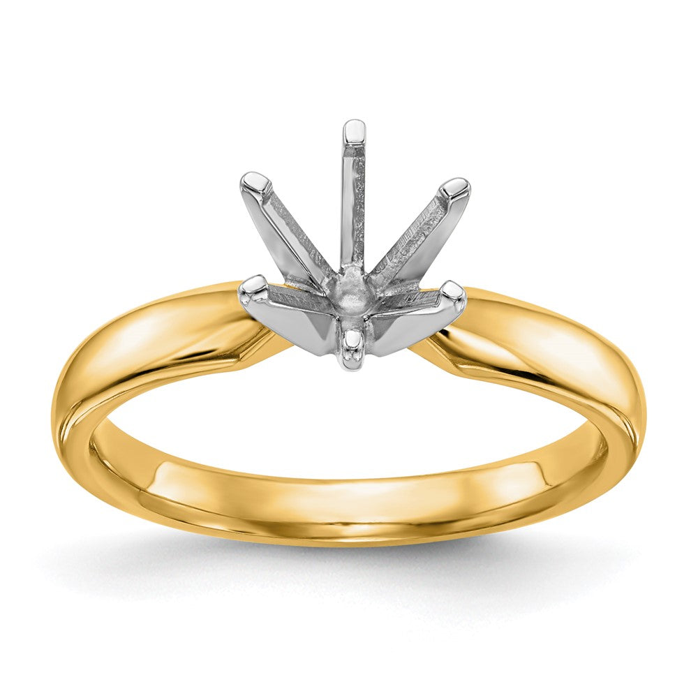 14k Two-Tone 1/4 carat Medium-Weight Comfort-Fit 6-Prong Round Solitaire Ring Mounting