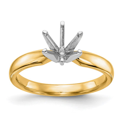 14k Two-Tone 1/4 carat Medium-Weight Comfort-Fit 6-Prong Round Solitaire Ring Mounting