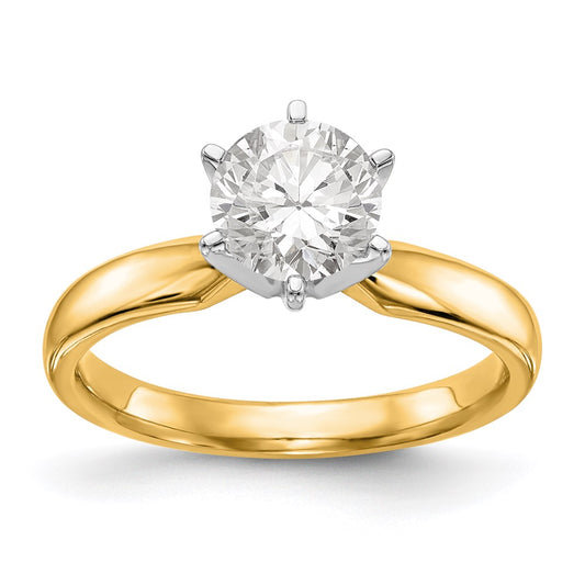 14k Two-Tone 1 carat Medium-Weight Comfort-Fit 6-Prong Round Solitaire Ring Mounting
