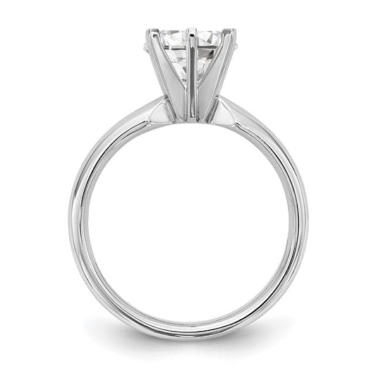 14k White Gold 3/4 carat Medium-Weight Comfort-Fit 6-Prong Round Solitaire Ring Mounting