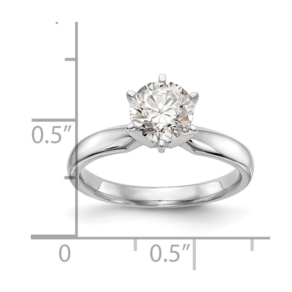 14k White Gold 1/4 carat Medium-Weight Comfort-Fit 6-Prong Round Solitaire Ring Mounting