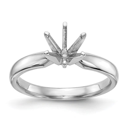 14k White Gold 1/4 carat Medium-Weight Comfort-Fit 6-Prong Round Solitaire Ring Mounting