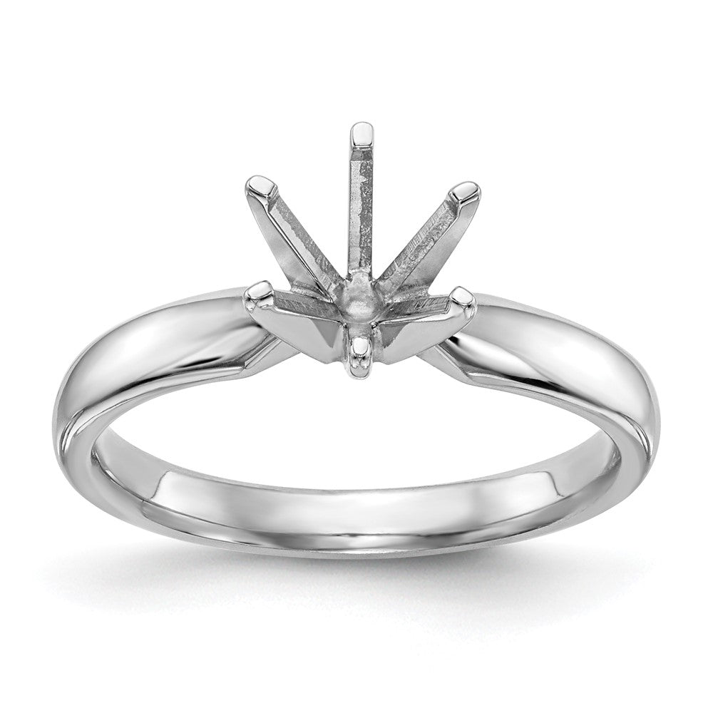 14k White Gold 1/2 carat Medium-Weight Comfort-Fit 6-Prong Round Solitaire Ring Mounting