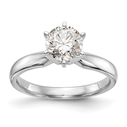 14k White Gold 1.5 carat Medium-Weight Comfort-Fit 6-Prong Round Solitaire Ring Mounting