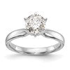 14k White Gold 3/4 carat Medium-Weight Comfort-Fit 6-Prong Round Solitaire Ring Mounting