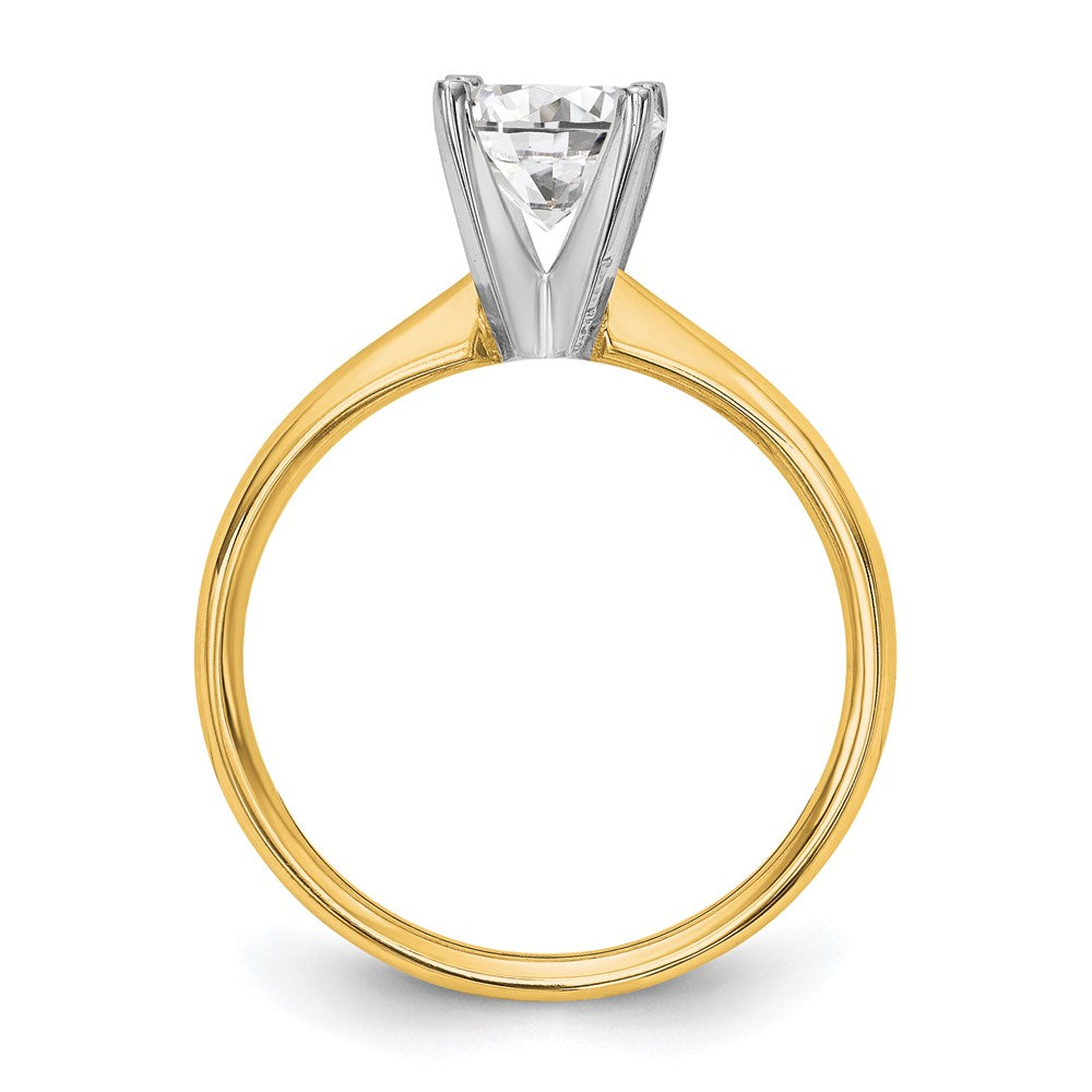 14k Two-Tone 1 carat Lightweight Comfort-Fit 4-Prong Round Solitaire Ring Mounting