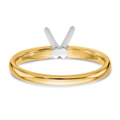 14k Two-Tone 1/2 carat Lightweight Comfort-Fit 4-Prong Round Solitaire Ring Mounting