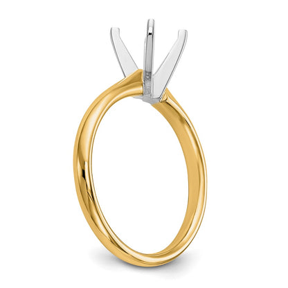 14k Two-Tone 1/2 carat Lightweight Comfort-Fit 4-Prong Round Solitaire Ring Mounting