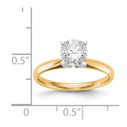14k Two-Tone 1/2 carat Lightweight Comfort-Fit 4-Prong Round Solitaire Ring Mounting