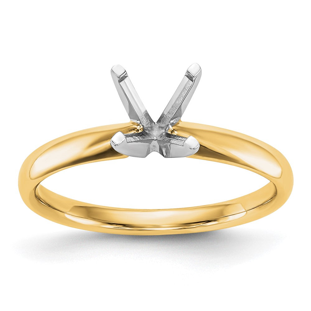 14k Two-Tone 1 carat Lightweight Comfort-Fit 4-Prong Round Solitaire Ring Mounting