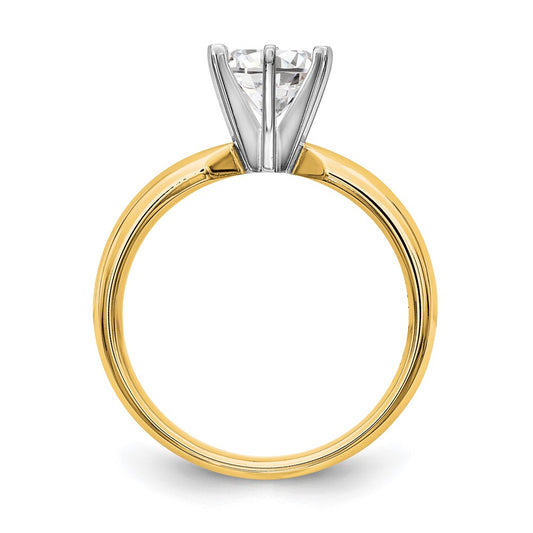14k Two-Tone 3/4 carat Medium-Weight Low-Shoulder Comfort-Fit 6-Prong Round Solitaire Ring Mounting