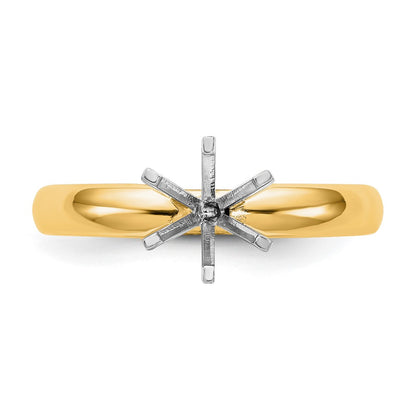 14k Two-Tone 3/4 carat Medium-Weight Low-Shoulder Comfort-Fit 6-Prong Round Solitaire Ring Mounting