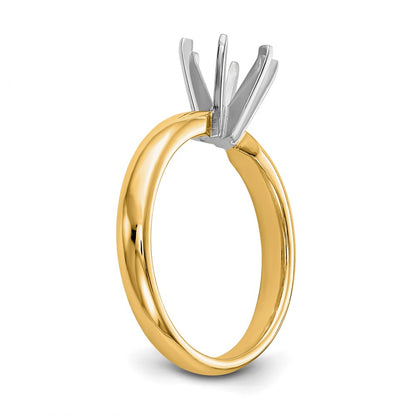 14k Two-Tone 1/3 carat Medium-Weight Low-Shoulder Comfort-Fit 6-Prong Round Solitaire Ring Mounting