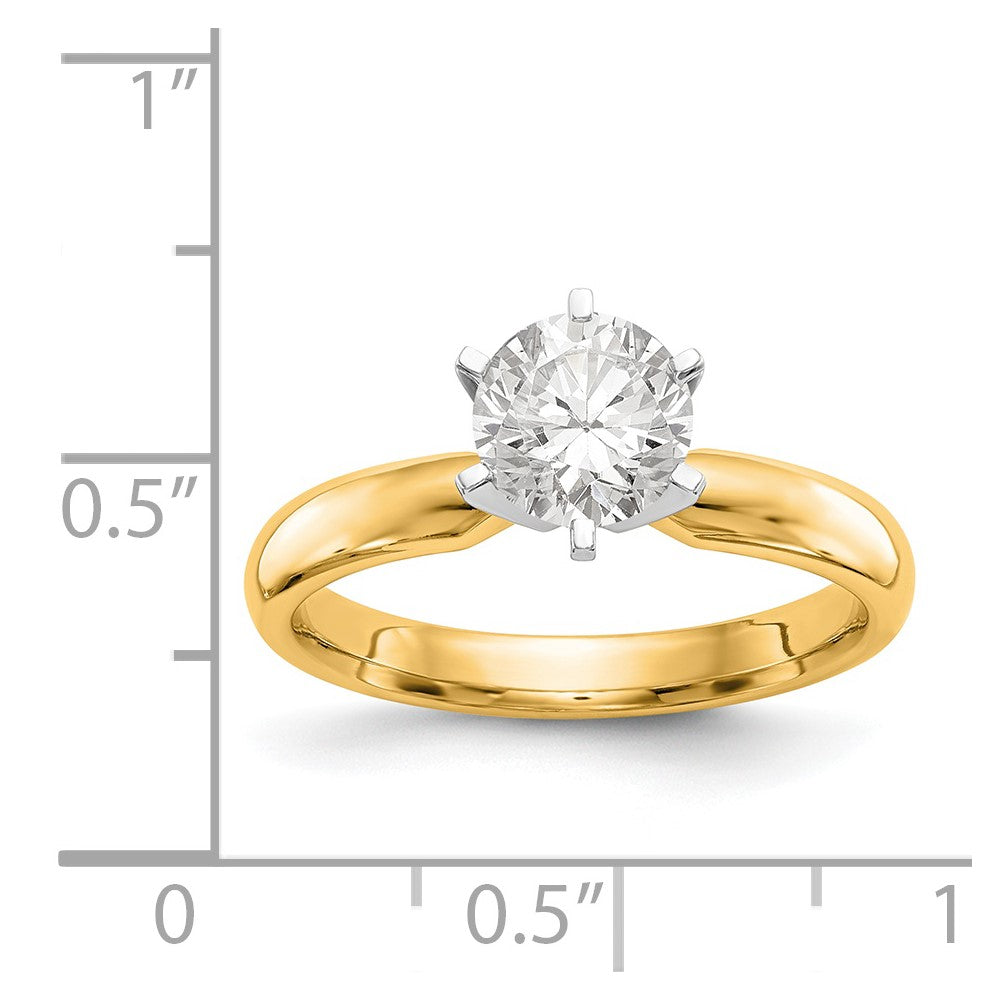 14k Two-Tone 3/4 carat Medium-Weight Low-Shoulder Comfort-Fit 6-Prong Round Solitaire Ring Mounting