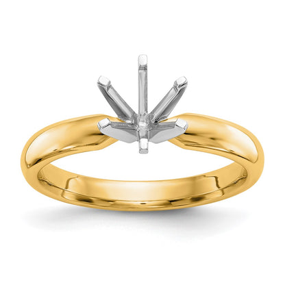 14k Two-Tone 3/4 carat Medium-Weight Low-Shoulder Comfort-Fit 6-Prong Round Solitaire Ring Mounting