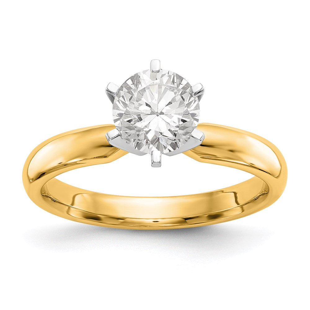 14k Two-Tone 1 carat Medium-Weight Low-Shoulder Comfort-Fit 6-Prong Round Solitaire Ring Mounting