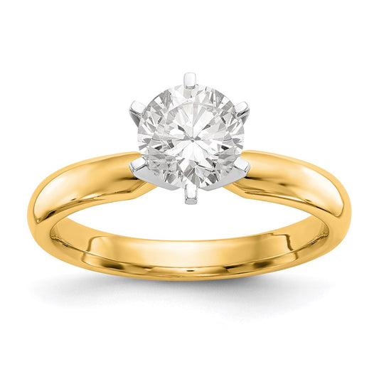 14k Two-Tone 1/2 carat Medium-Weight Low-Shoulder Comfort-Fit 6-Prong Round Solitaire Ring Mounting