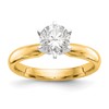 14k Two-Tone 1/8 carat Medium-Weight Low-Shoulder Comfort-Fit 6-Prong Round Solitaire Ring Mounting