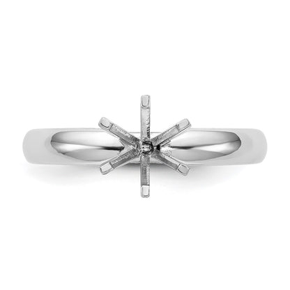 14k White Gold 1/8 carat Medium-Weight Low-Shoulder Comfort-Fit 6-Prong Round Solitaire Ring Mounting