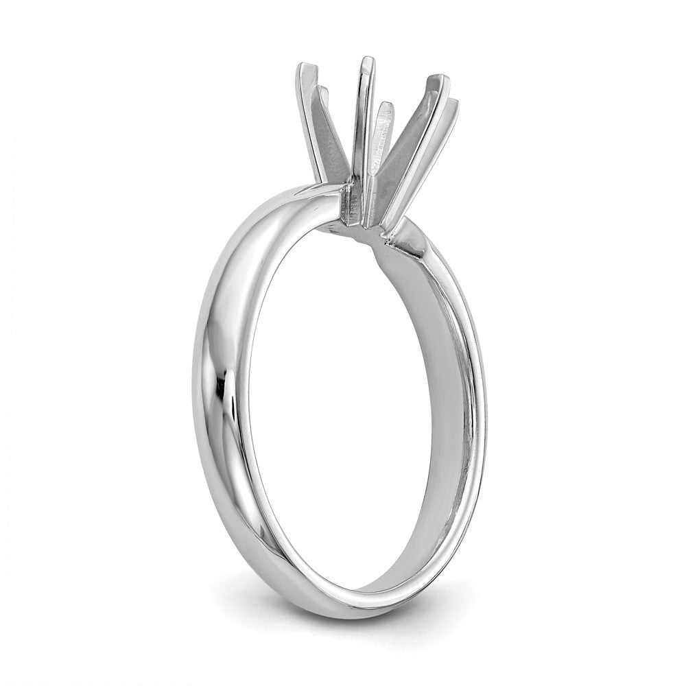 14k White Gold 1/8 carat Medium-Weight Low-Shoulder Comfort-Fit 6-Prong Round Solitaire Ring Mounting