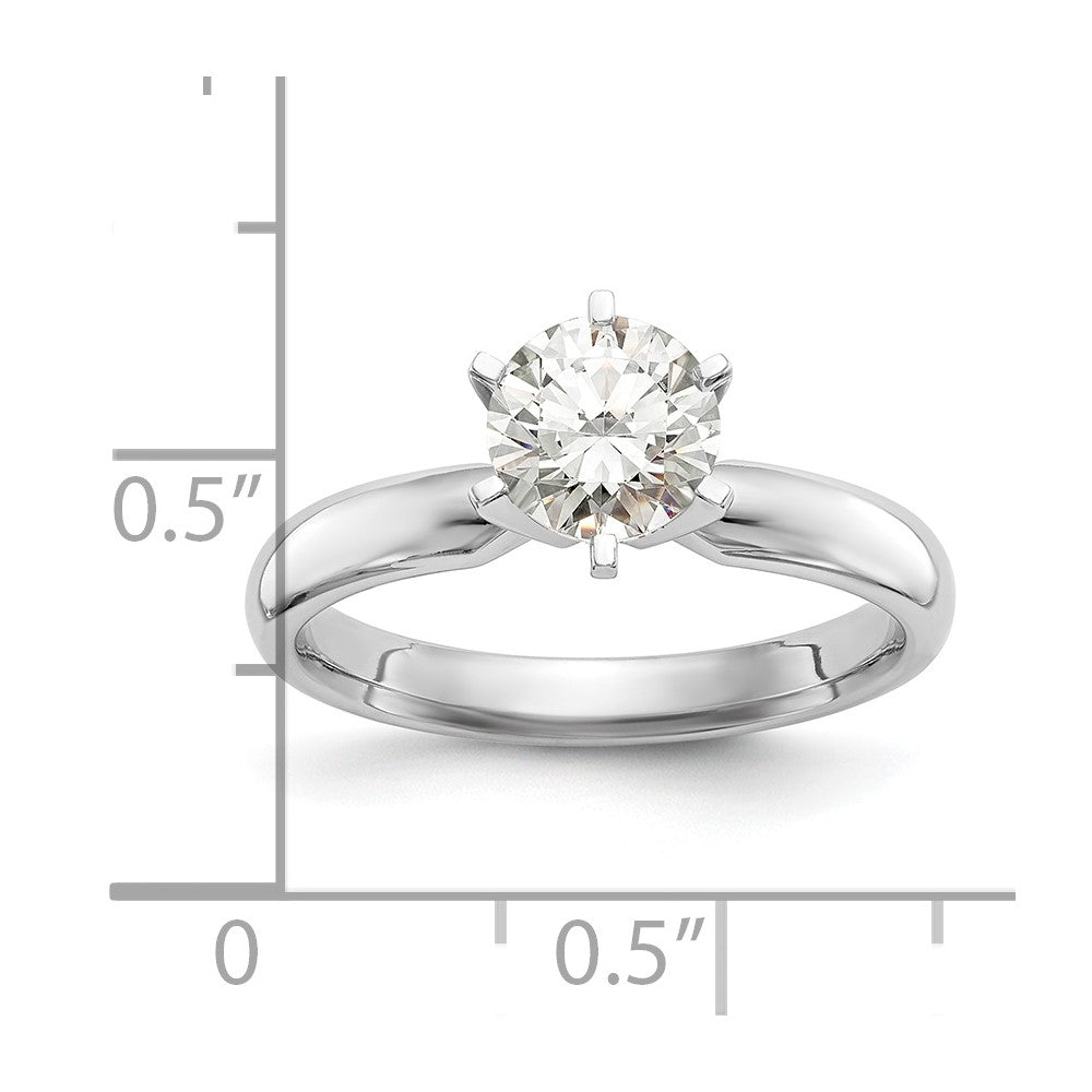 14k White Gold 1/8 carat Medium-Weight Low-Shoulder Comfort-Fit 6-Prong Round Solitaire Ring Mounting
