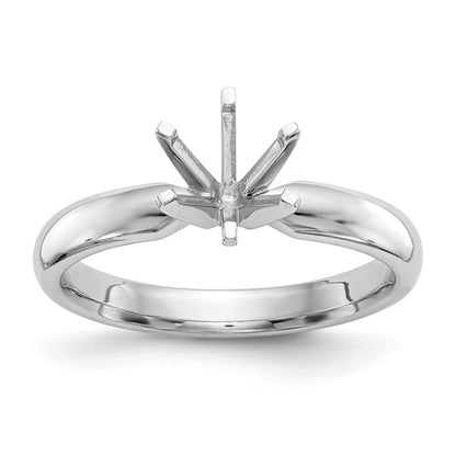 14k White Gold 1/8 carat Medium-Weight Low-Shoulder Comfort-Fit 6-Prong Round Solitaire Ring Mounting