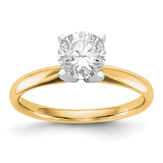 14k Two-Tone 1.25 carat Lightweight Comfort-Fit 4-Prong Round Solitaire Ring Mounting