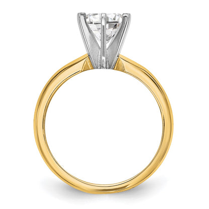 14k Two-Tone 1/2 carat Lightweight Knife Edge/Half-Round 6-Prong Round Solitaire Ring Mounting