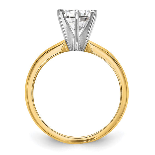 14k Two-Tone 1/4 carat Lightweight Knife Edge/Half-Round 6-Prong Round Solitaire Ring Mounting