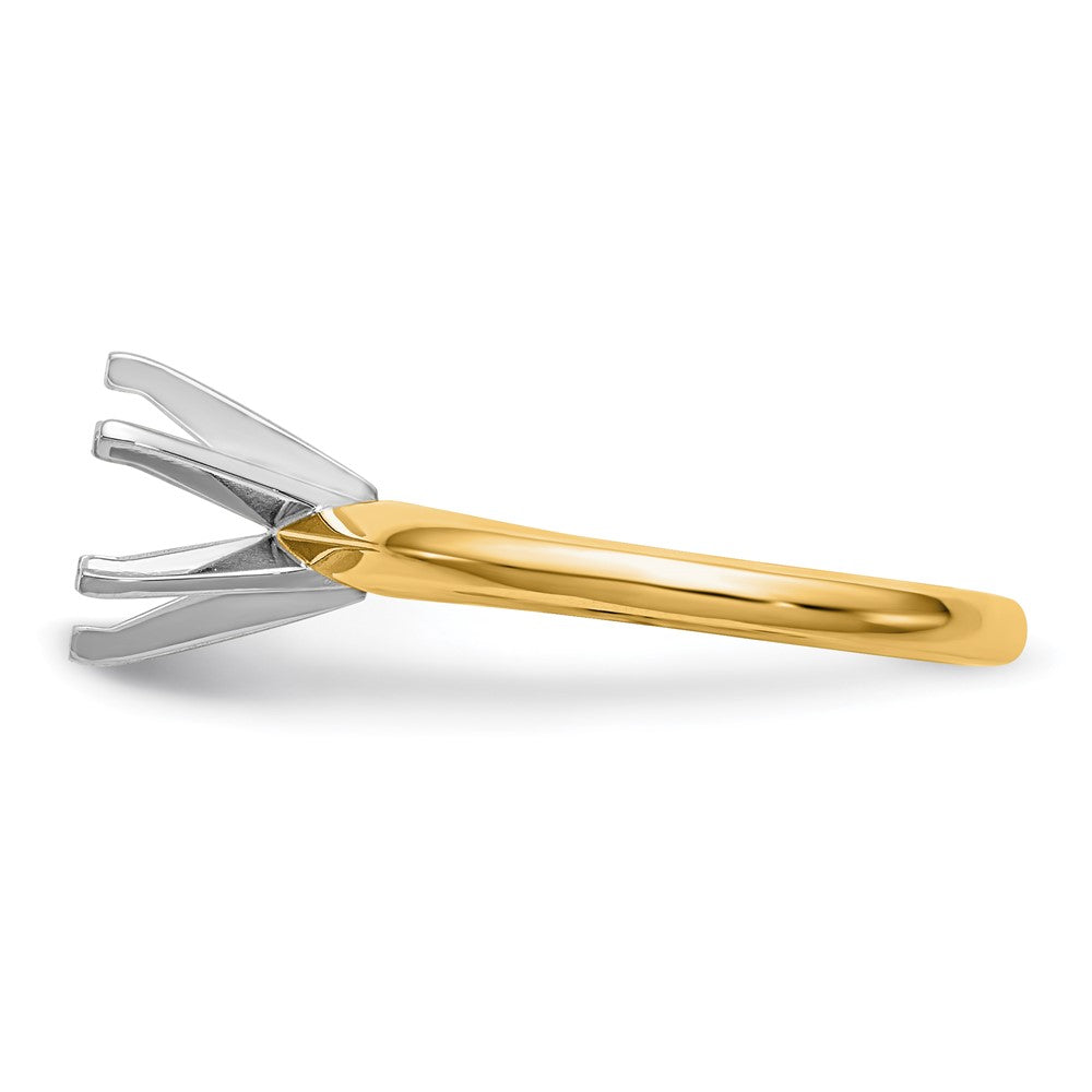 14k Two-Tone 1/2 carat Lightweight Knife Edge/Half-Round 6-Prong Round Solitaire Ring Mounting