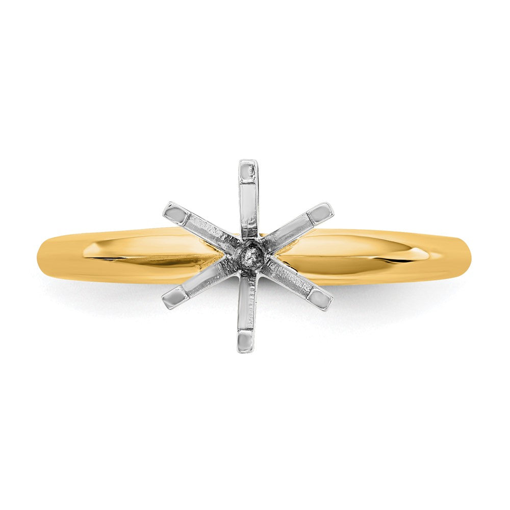 14k Two-Tone 1/4 carat Lightweight Knife Edge/Half-Round 6-Prong Round Solitaire Ring Mounting