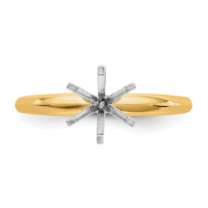 14k Two-Tone 1/4 carat Lightweight Knife Edge/Half-Round 6-Prong Round Solitaire Ring Mounting