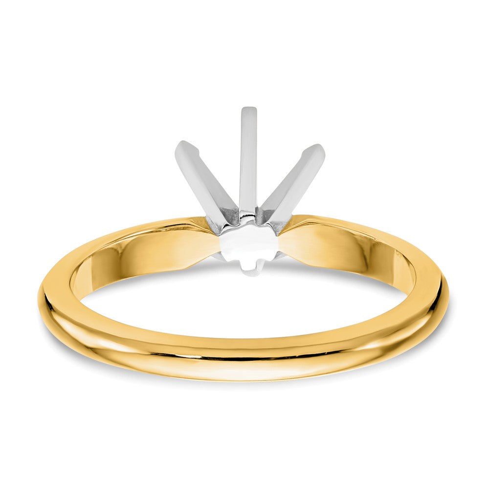 14k Two-Tone 1/4 carat Lightweight Knife Edge/Half-Round 6-Prong Round Solitaire Ring Mounting