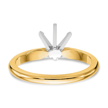 14k Two-Tone 1/4 carat Lightweight Knife Edge/Half-Round 6-Prong Round Solitaire Ring Mounting
