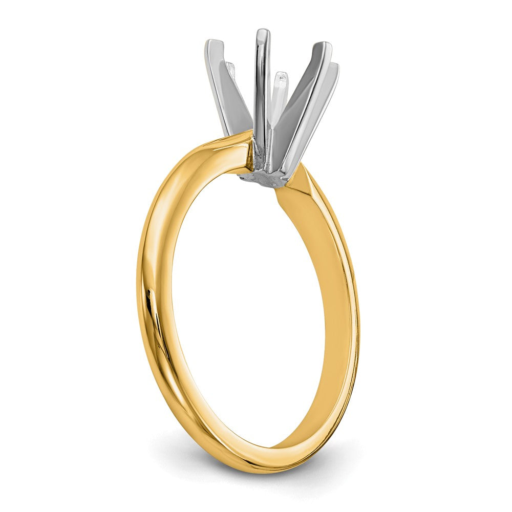 14k Two-Tone 1/4 carat Lightweight Knife Edge/Half-Round 6-Prong Round Solitaire Ring Mounting