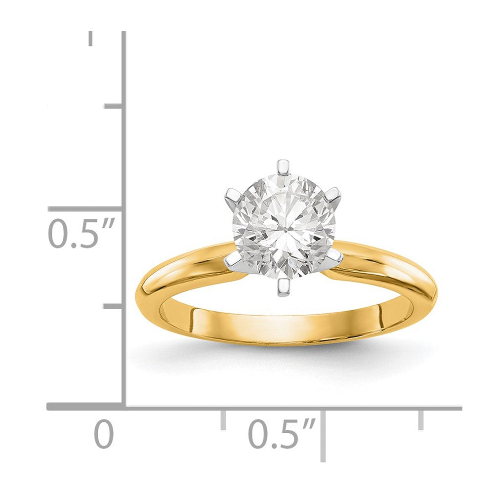 14k Two-Tone 1/2 carat Lightweight Knife Edge/Half-Round 6-Prong Round Solitaire Ring Mounting
