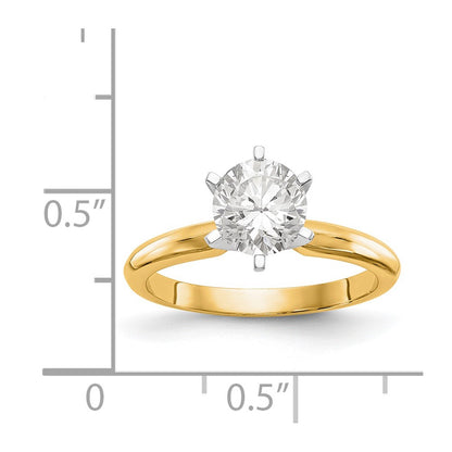 14k Two-Tone 1/2 carat Lightweight Knife Edge/Half-Round 6-Prong Round Solitaire Ring Mounting