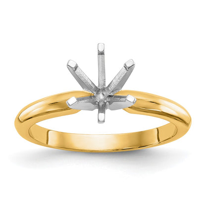 14k Two-Tone 1/2 carat Lightweight Knife Edge/Half-Round 6-Prong Round Solitaire Ring Mounting