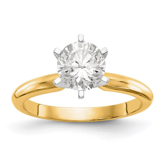 14k Two-Tone 1/4 carat Lightweight Knife Edge/Half-Round 6-Prong Round Solitaire Ring Mounting
