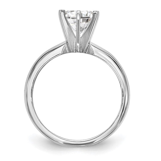 14k White Gold 3/4 carat Lightweight Knife Edge/Half-Round 6-Prong Round Solitaire Ring Mounting