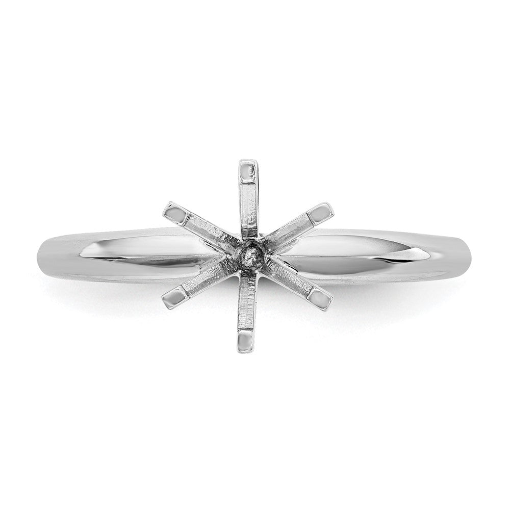 14k White Gold 1/2 carat Lightweight Knife Edge/Half-Round 6-Prong Round Solitaire Ring Mounting
