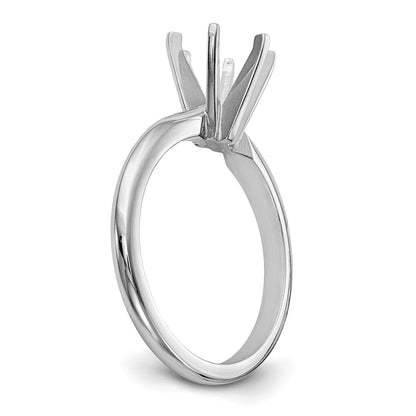 14k White Gold 1 carat Lightweight Knife Edge/Half-Round 6-Prong Round Solitaire Ring Mounting