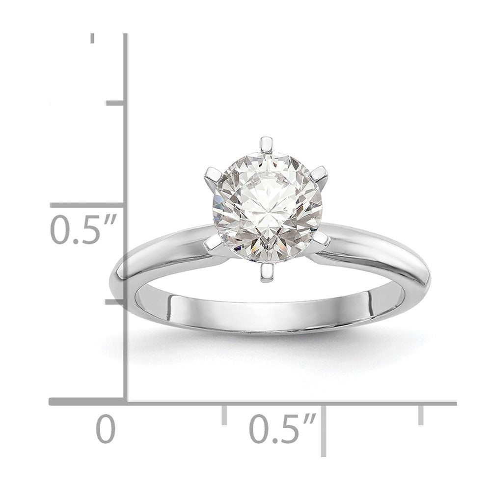 14k White Gold 1/2 carat Lightweight Knife Edge/Half-Round 6-Prong Round Solitaire Ring Mounting