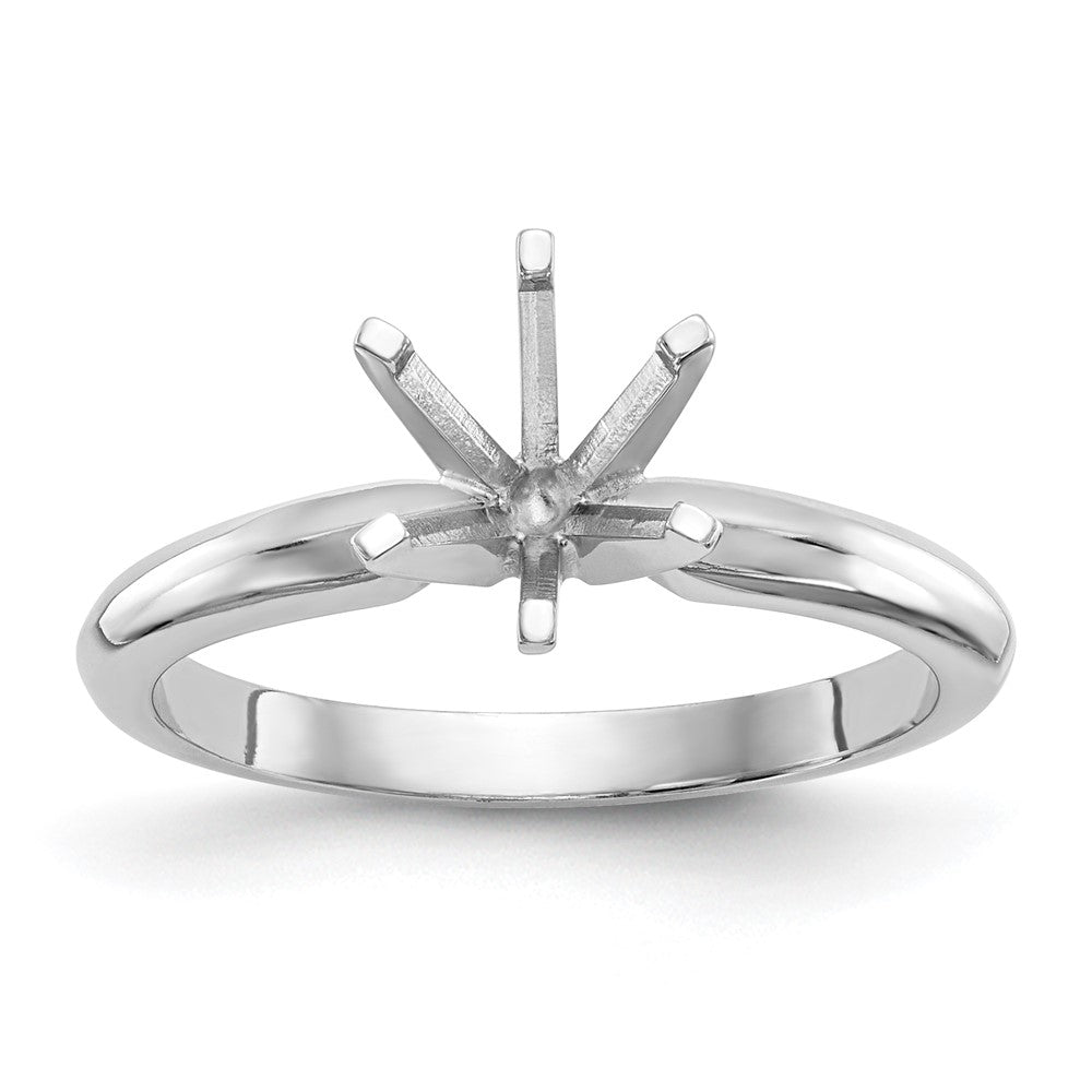 14k White Gold 3/4 carat Lightweight Knife Edge/Half-Round 6-Prong Round Solitaire Ring Mounting