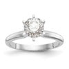 14k White Gold 3/4 carat Lightweight Knife Edge/Half-Round 6-Prong Round Solitaire Ring Mounting